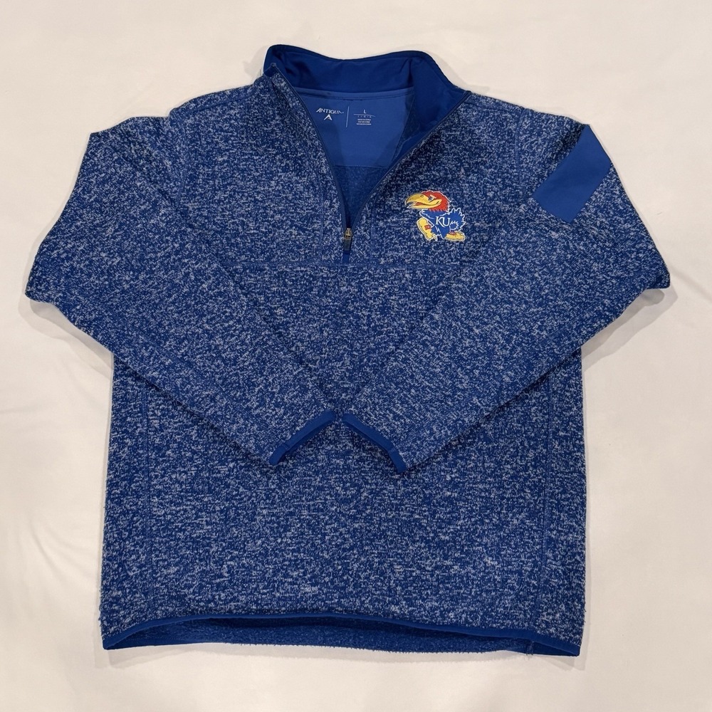 Antigua University of Kansas Men's Large Blue 1/4 Zip-Up Pullover